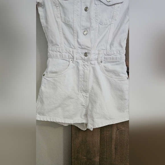 ZARA White Denim Playsuit Junpsuit Shorts. Size XS NWT - Picture 8 of 14